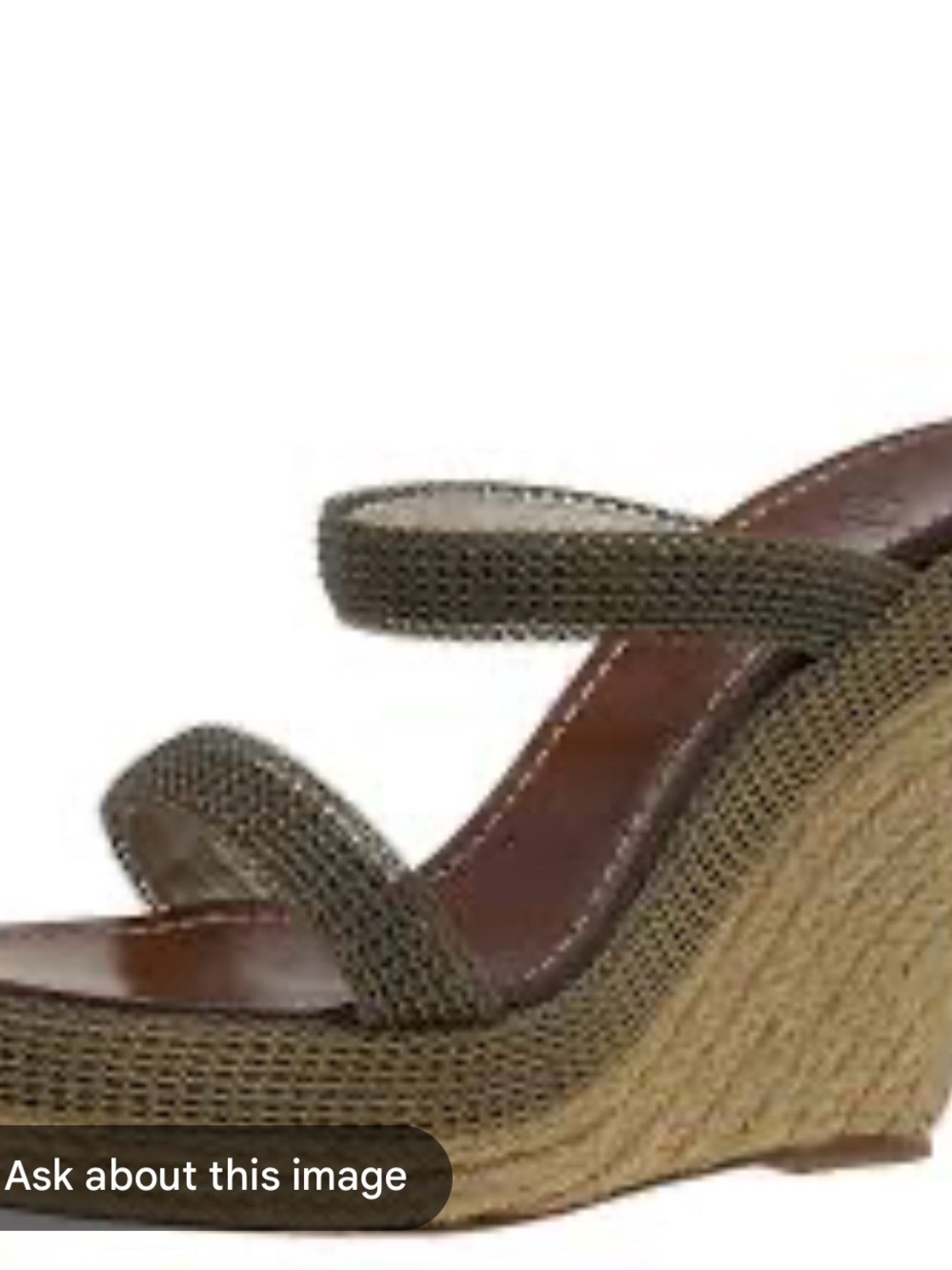 Christian Louboutin Olive Braided Wedge Sandals with Gold Ankle Chain - Picture 2 of 6